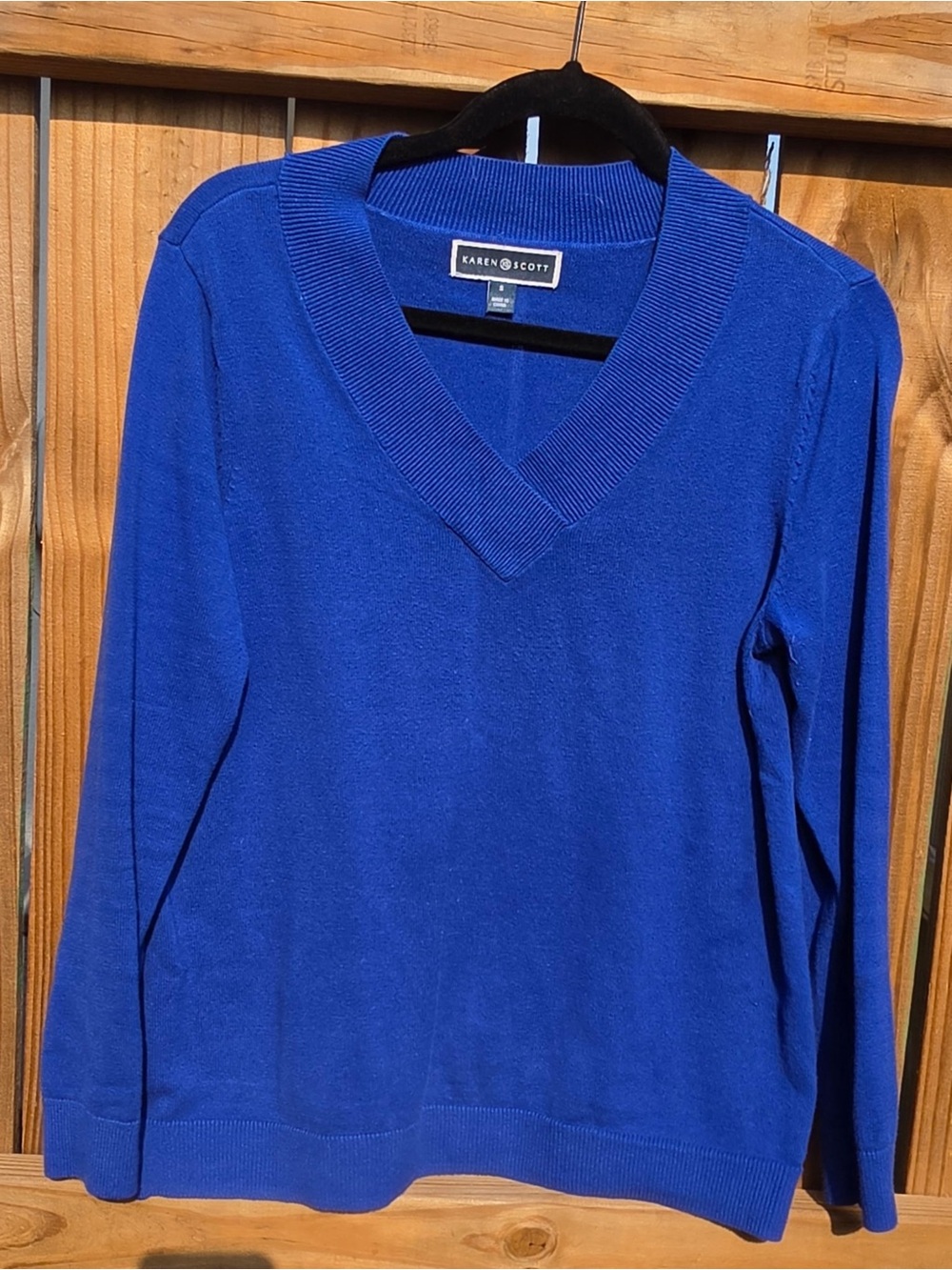 Karen Scott Cobalt V‑Neck Sweater